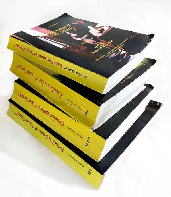 Los libros para defender al sacerdote abusador (foto: Infobae)